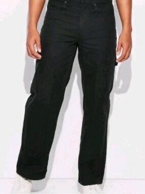 Men's Straight Leg Pull-On Carpenter Pants - Original Use- Black Jeans 34x30 NWT